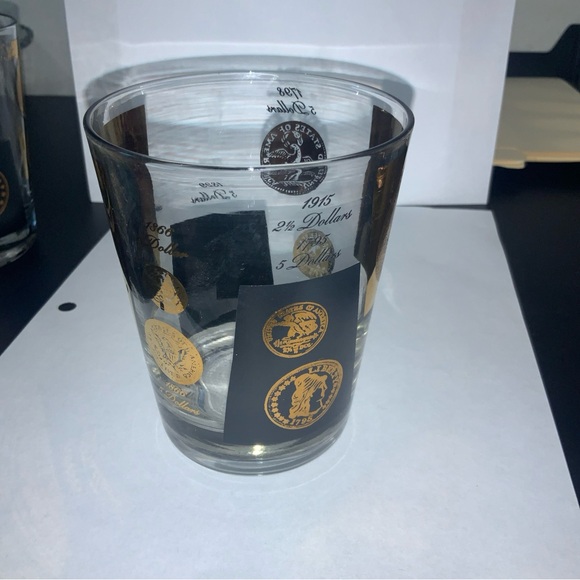 MCM Libby Black/Gold Coin Barware Whiskey Glasses (8) - Picture 6 of 7